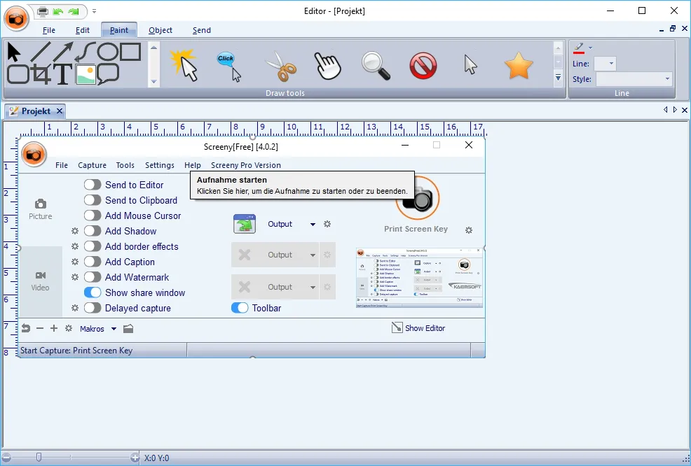 Screeny 2 Интерфейс программы Screeny