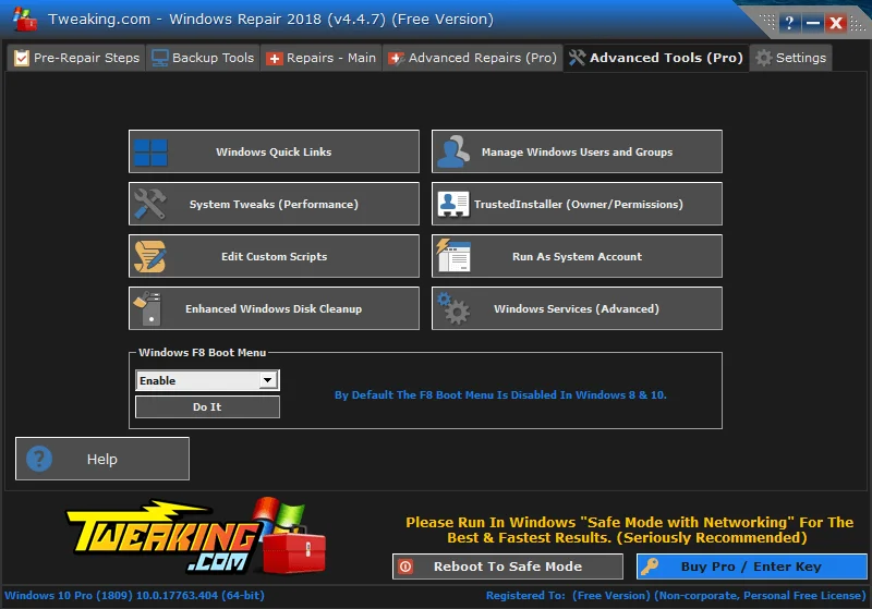 Windows Repair 3 Настройки и опции восстановления в Windows Repair