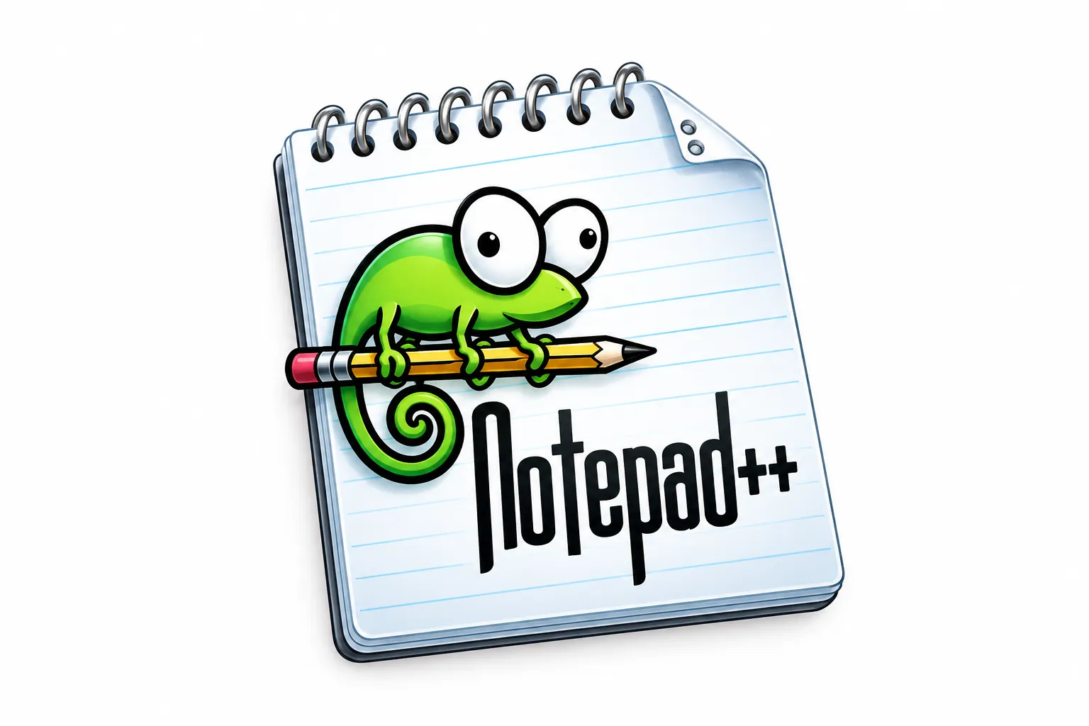 Notepad++: текстовый редактор для Windows с подсветкой 80+ языков, плагинами и работой с большими файлами 4 Логотип Notepad++ с хамелеоном и блокнотом